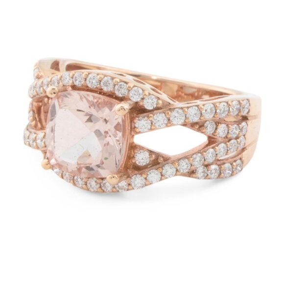 LE VIAN Made In Thailand 14kt Rose Gold Peach Morganite Ring - Picture 1 of 3